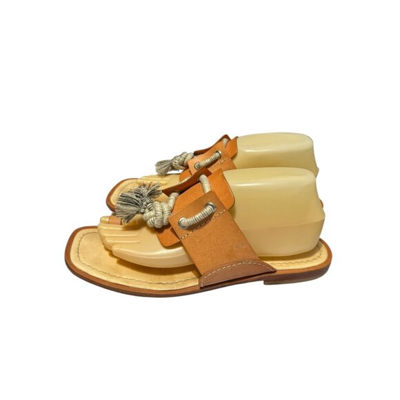 Free People Maui Slide Sandals In Natural With Tassel Accents & Toe Loop - Picture 14 of 14
